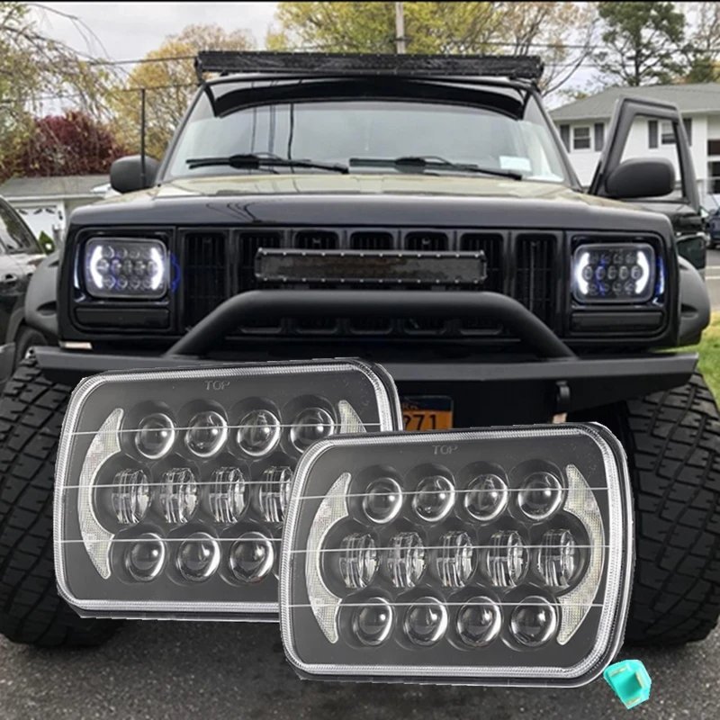 Передняя фара 7x6 5x7 дюймов 105 Вт DRL для 1984 2001 Jeep Cherokee XJ квадратная светодиодная 1986 1995