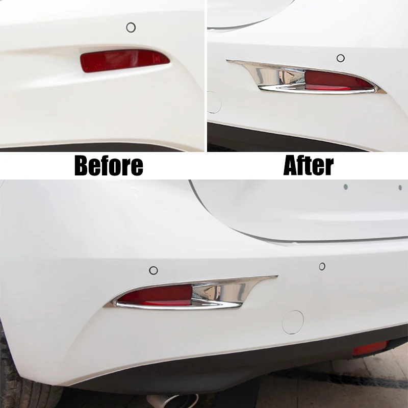 AX хром задний отражатель противотуманная фара крышка отделка украшение для Mazda 3 Axela седан