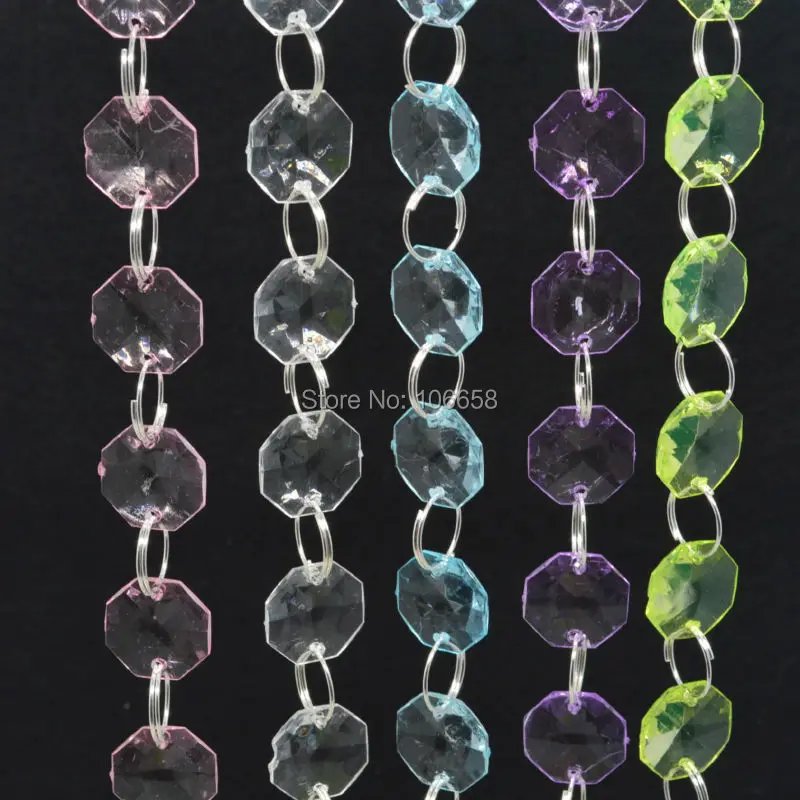 

10 Meters 16mm Octagonal Acrylic Crystal Beaded Garland Strand Shimmer Curtain Party Wedding Decoration