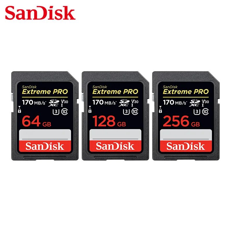 Оригинальная sd-карта sandisk Extreme Pro 256 ГБ максимальная скорость чтения 170 МБ/с./с V30 128 Гб 64 Гб класс 10 U3 USH-I карта памяти для камеры
