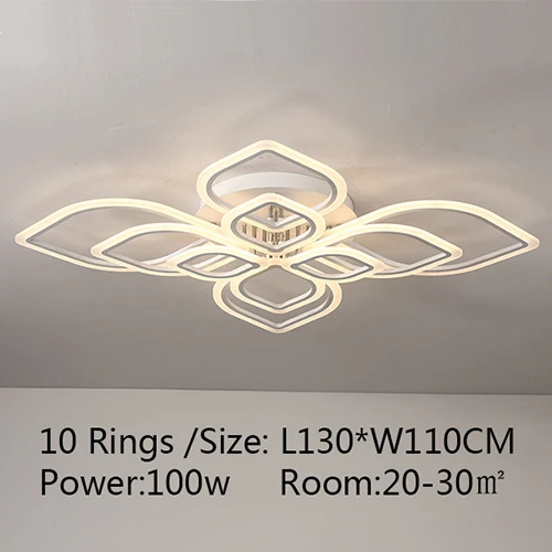 10 Rings L130xW110CM Creative Simple led chandeliers ceiling Modern Chandelier for living room lights Bedroom light fixtures led chandelier lighting - Цвет абажура: 10 Rings L130xW110CM