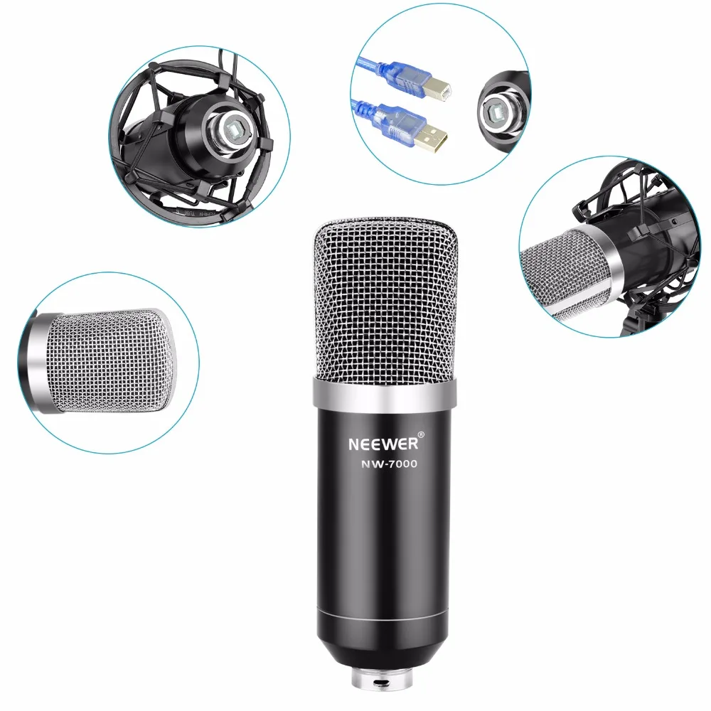 Neewer NW-7000 USB MIC for Windows and Mac(Black and Silver/Blue and Silver