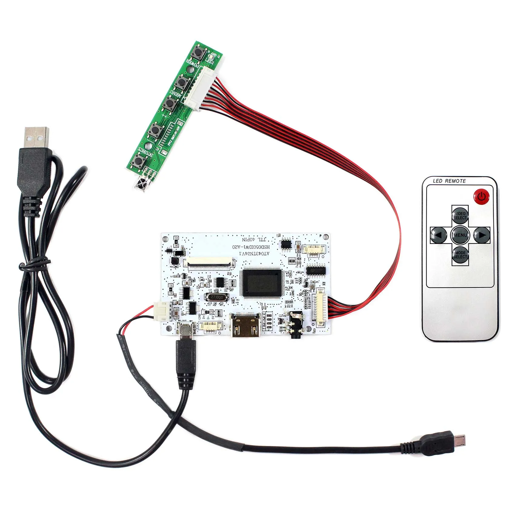 

HD MI LCD Controller Board work for 5inch 800x480 40Pin LCD Screen HSD050IDW1 AT050TN43 VS050T-001A