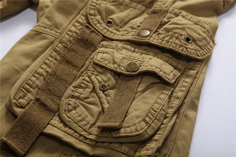 2018 Men's Multi Pocket Military Zipper Cargo Short Hot Sale breeches Male Summer Army Green Khaki Men Camo Shorts | Мужская одежда