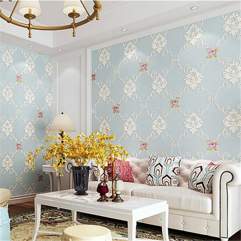 beibehang Pastoral European large flower embossed fine 3D non-woven wallpaper bedroom warm living room wall | Обустройство дома