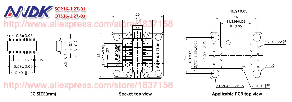 SOP14 тестовая розетка (20) 1 27 01 OTS14 01|socket|socket testsocket 1/2 |