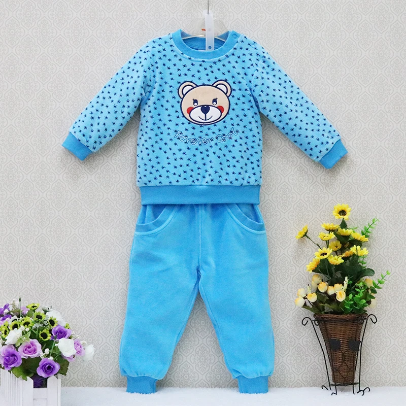 Little Q Velour Sports Children's Clothes set Baby Causal Long Sleeve Blouse+Long Pants 2pcs/set Clothing sets Kids Sleepwear | Детская