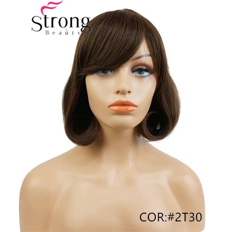 StrongBeauty короткий прямой темно-коричневый выделенный Боб, боковая обметка синтетические парики выбор цвета