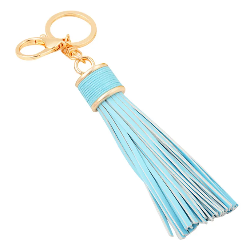 

Women Pendant For Car Keyring Holder Simple Luxury Tassel Fringe Jewelry Llavero Pu Leather Keychain Purse Bag Buckle HandBag