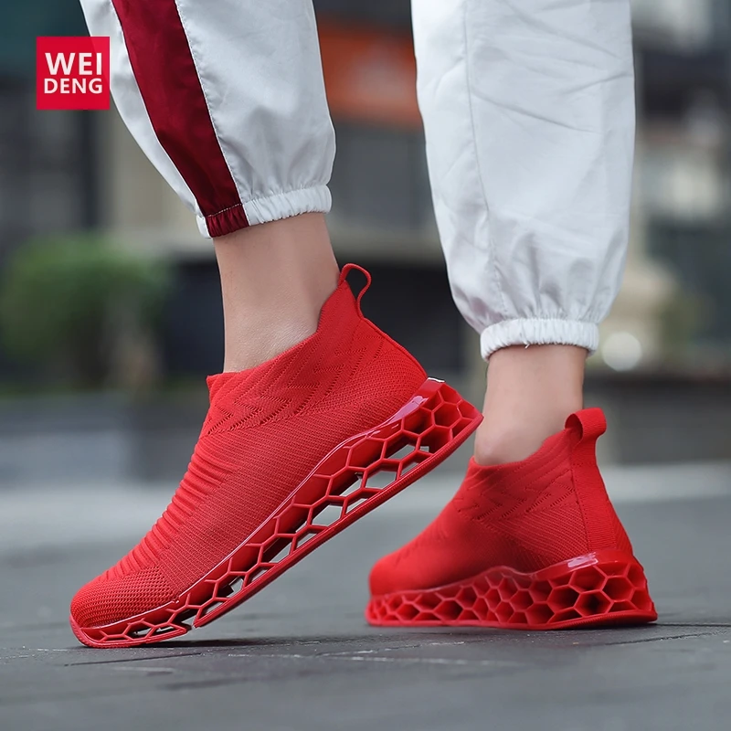 WeiDeng Blade Hombre Men Running WAVE Tenis Masculine Shoes PROPHECY Flats Fly Mesh Casual Breathable Shock Absorption Increase | Обувь