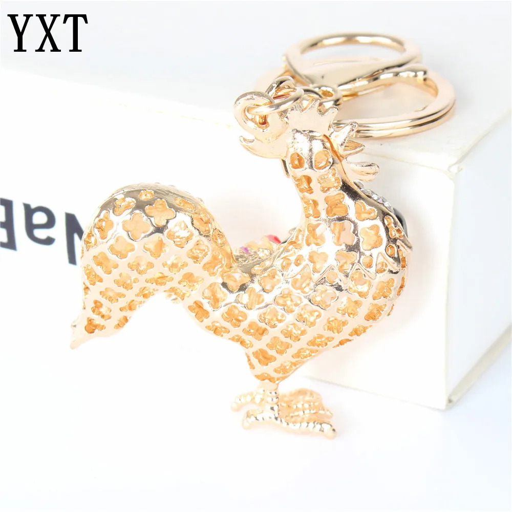 

Lovely Cock Rooster Crystal Rhinestone Charm Pendant Purse Bag Car Key Ring Chain Wedding Party Christmas Gift