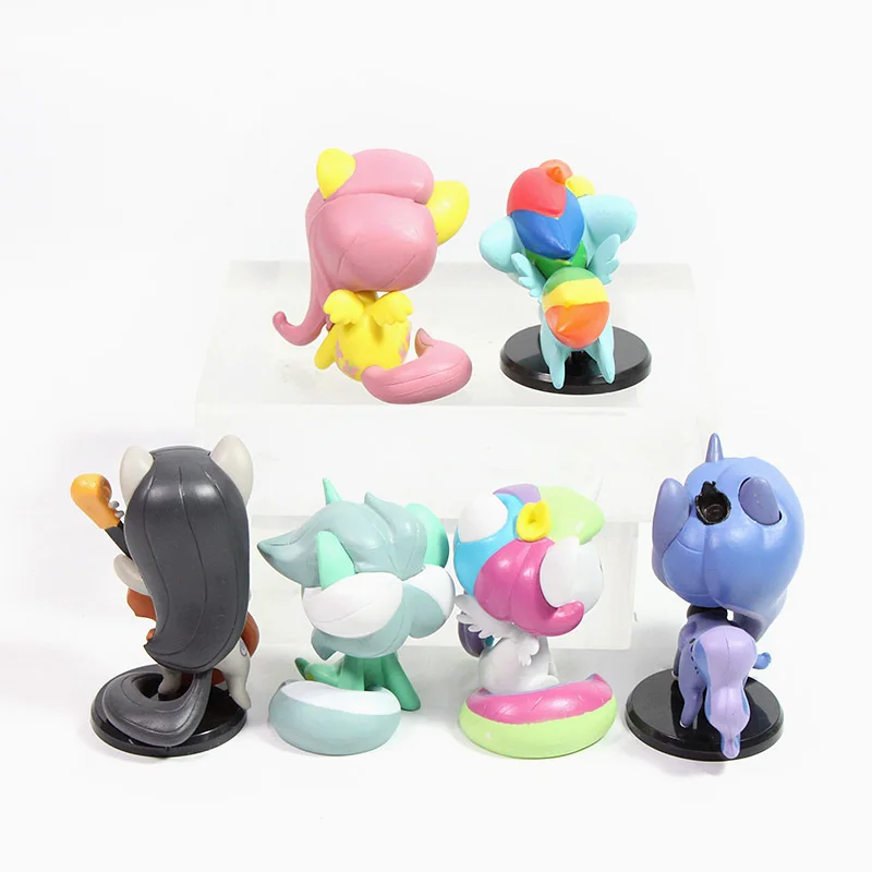 6 шт. в версии My Little Pony игрушки принцесса Луна Rarity Applejack Octavia Melody Fluttershy серебряная ложка фигурки Куклы