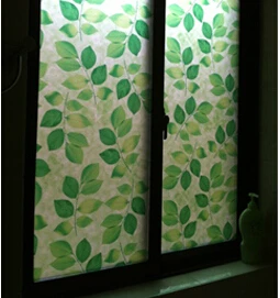 Статическая липкая термостойкая раздвижная дверь с зелеными листьями