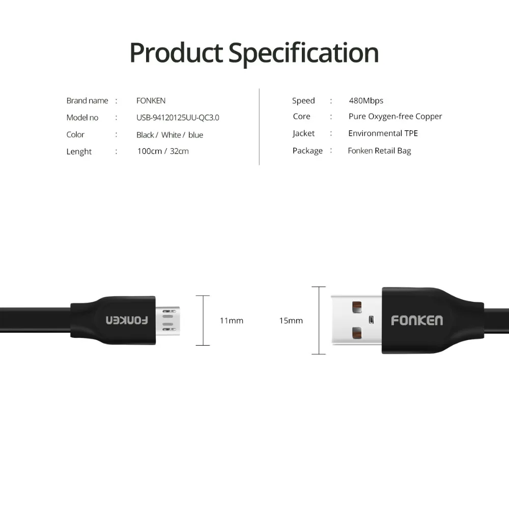 FONKEN Лапша USB кабель Micro usb кабель для зарядки 3A Макс быстрое зарядное устройство Шнур для power Bank портативные Красочные Кабели для мобильных телефонов