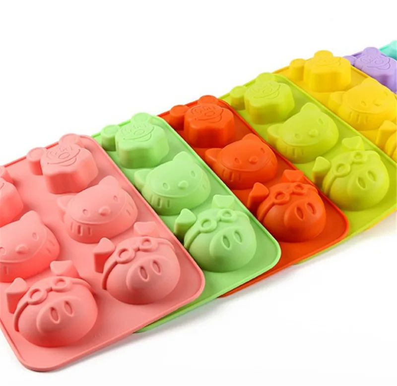 3D шесть животных Форма Fondant торта силиконовые формы для приготовления конфет