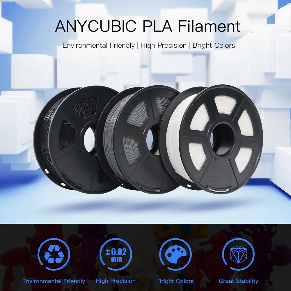 ANYCUBIC PLA Филамент 1,75 мм пластик для 3d принтера 1 кг/рулон 28 цветов дополнительные резиновые расходные материалы материал для печати
