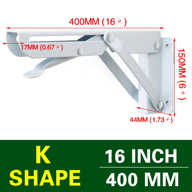 White 16 INCH NAIERDI 2 шт. складной угловой кронштейн 8-20 дюймов треугольная полка для ванной ТЯЖЕЛАЯ ПОДДЕРЖКА Регулируемая настенная скамья стол мебельная фурнитура - Цвет: White 16 INCH