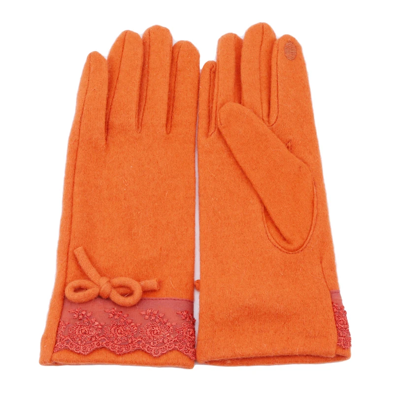 

2018 Fashion Gloves Warm Mitten Cute Bow Wool Gloves Gifts For Girl Women Autumn And Winter Elegant Lace Cashmere Gloves