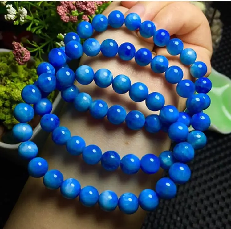 

Natural Free Shipping Natural Blue Quartz Crystal Bracelet Gemstone AAA Free Shipping