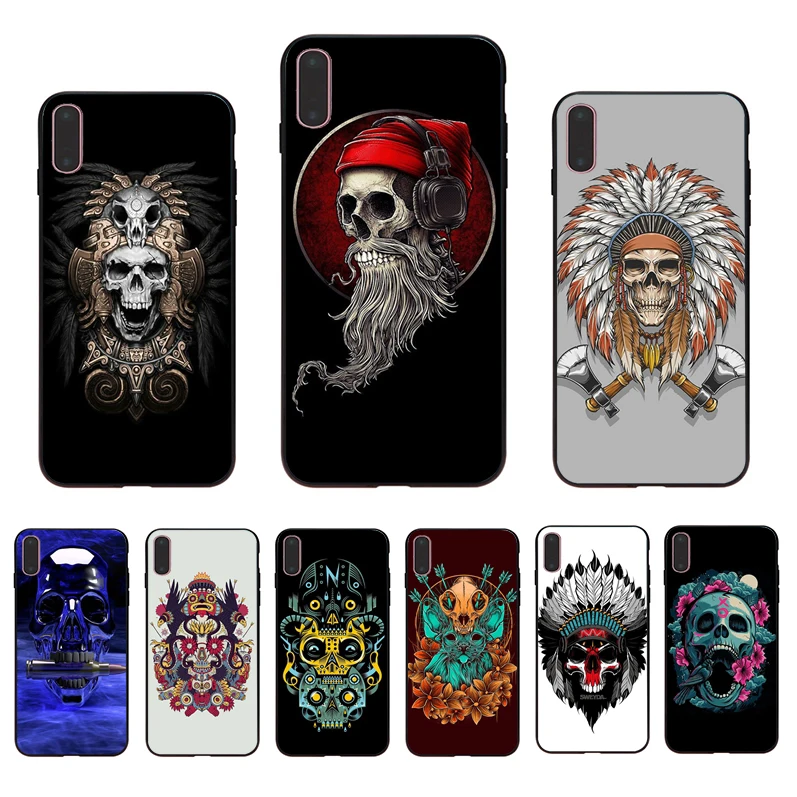 Чехол для телефона IMIDO Cool skull с узором из мягкого силикона iPhoneX XS XR XSmax 5 6 7 8 6S 6/7/8 plus