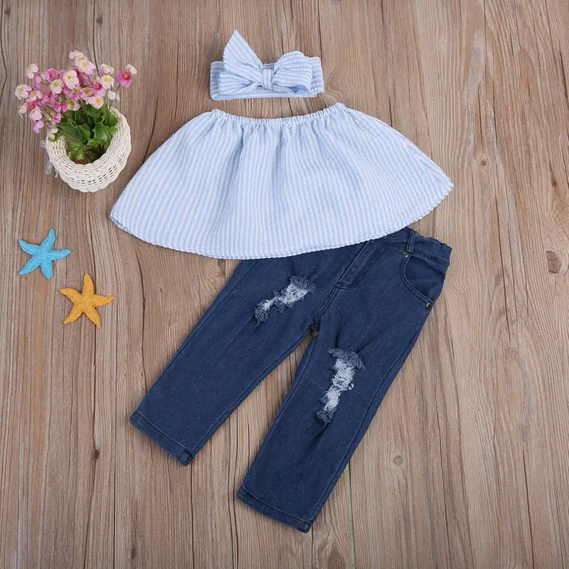 Комплект одежды для маленьких девочек детская одежда костюм детские летние топы