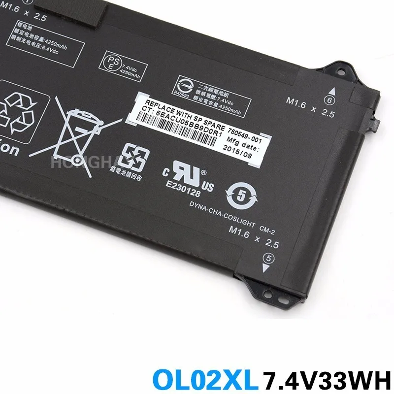 HONGHAY 7,4 В 33wh OL02XL Аккумулятор для ноутбука HP EliteBook Elite x2 1011 G1 OL02XL HSTNN-DB5Z