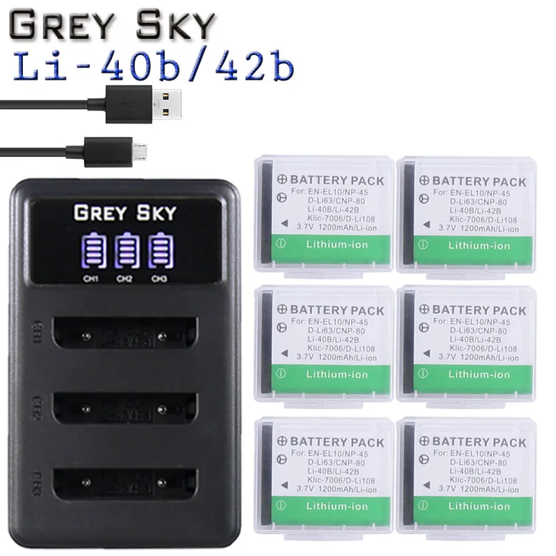 6 x Li-40B LI-42B LI 40B 42B LI40B батареи+ ЖК USB зарядное устройство для FUJIFILM NP-45 NP 45 NP45 NP 45A 45B 45S для Nikon EN-EL10