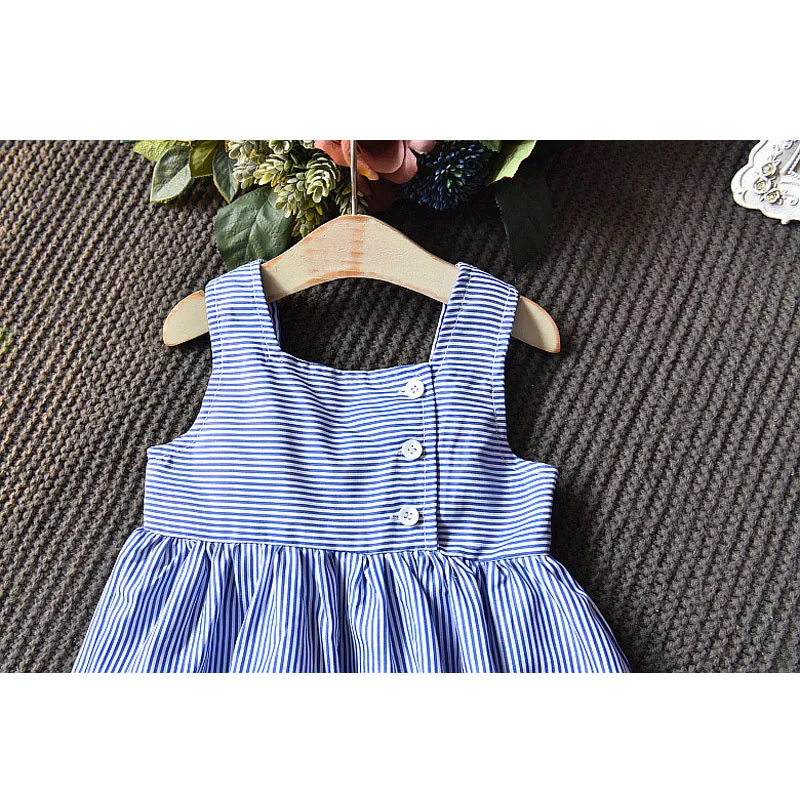 LOVE DD&ampMM Girls Dresses 2022 Summer New Children's Wear Sweet Simple Striped Button Open Back Bow Dress | Детская одежда и