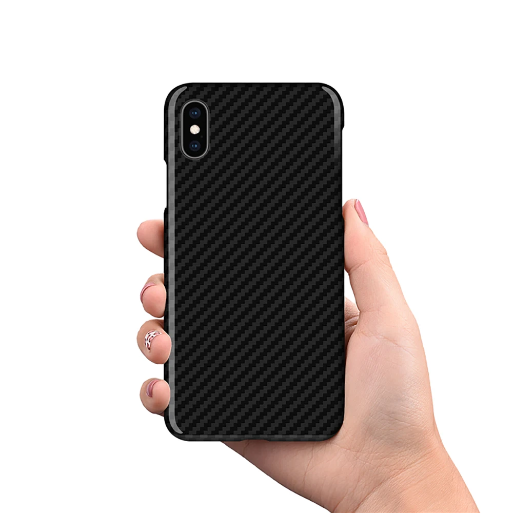 Ультратонкий глянцевый черный чехол из углеродного волокна для iPhone XS Max