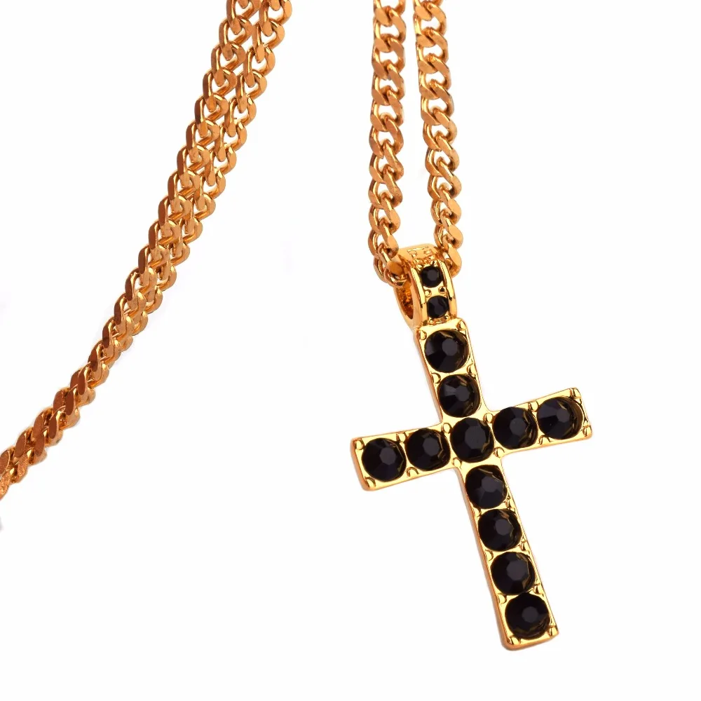 Мужской кулон золотистого цвета в стиле хип-хоп ожерелье с кулоном виде креста