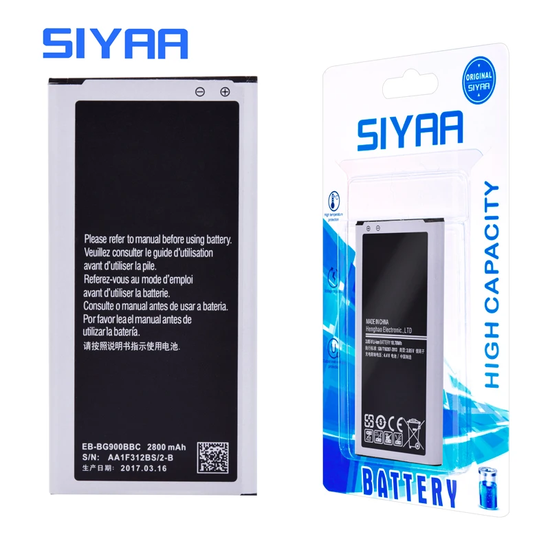 SIYAA оригинальный EB BG900BBC BG900BBE батарея для Samsung S5 G900S G900F высокой емкости 2800 мАч литий
