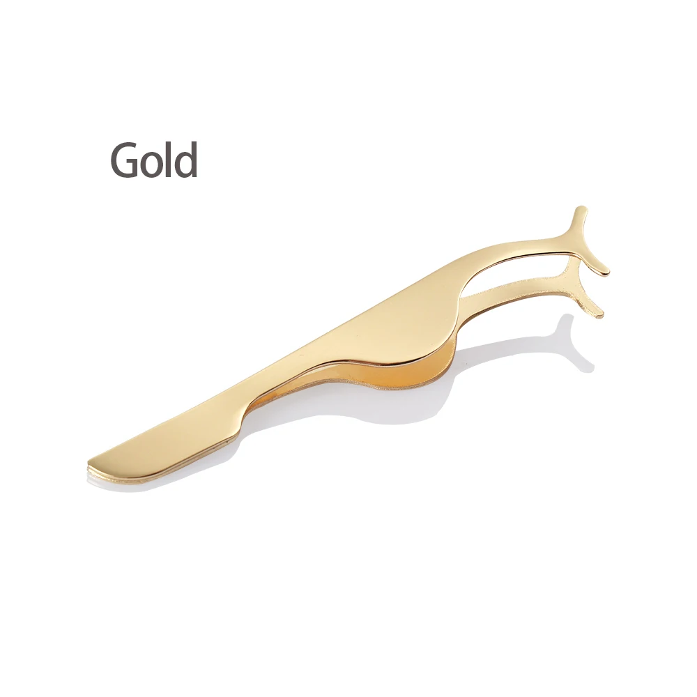 Gold (02) 1 шт. розовое золото нержавеющая сталь щипцы для завивки накладных ресниц Пинцет Накладные ресницы Аппликатор зажим для удаления макияжа Инструменты для наращивания - Цвет: Gold (02)