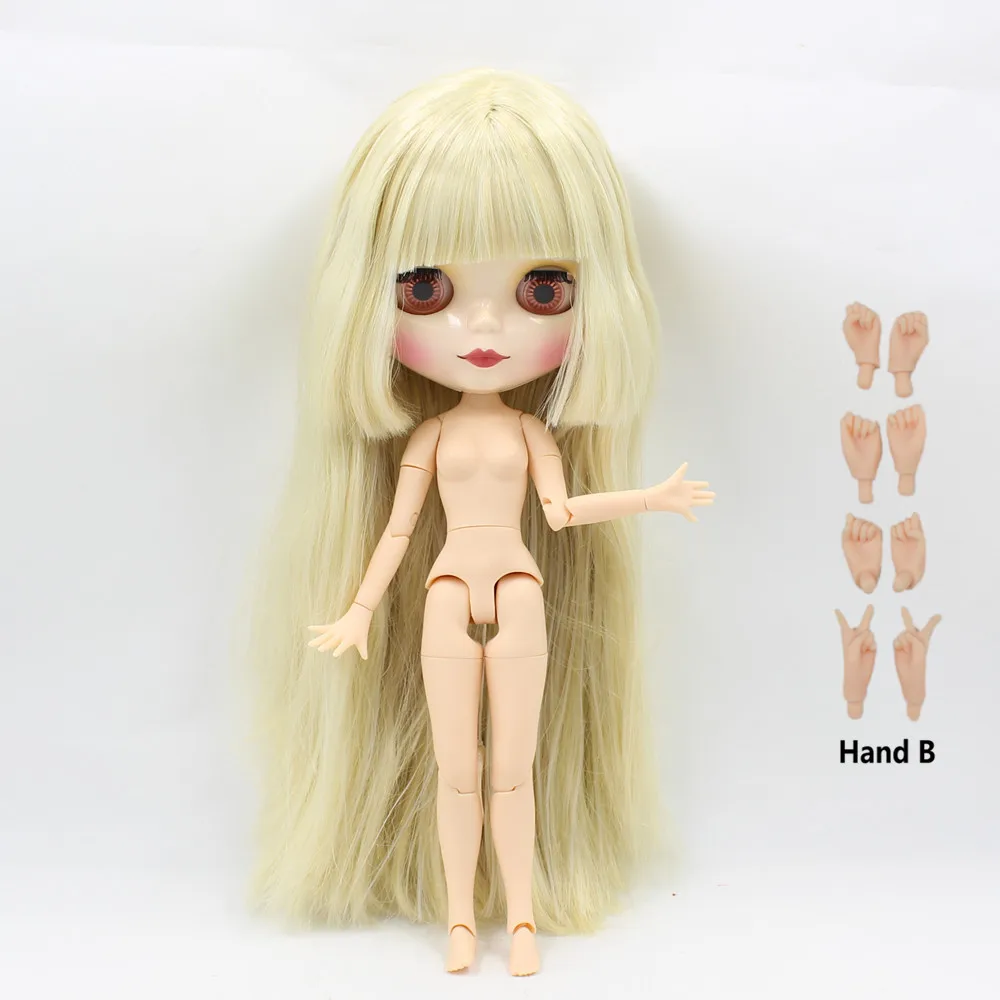 Ледяная фабрика шарнирная кукла blyth toy золотой микс белые волосы белая кожа шарнирное тело 1/6 30 см голая кукла - Цвет: doll with hand B