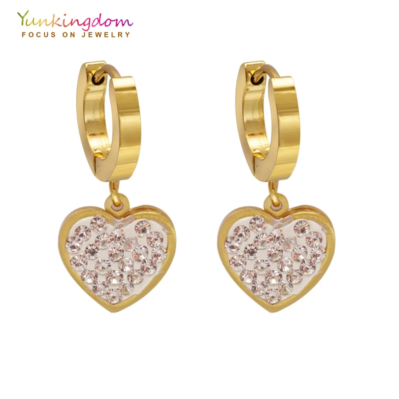 Yunkingdom блестящие стразы серьги кольца с сердечками для женщин женские новые