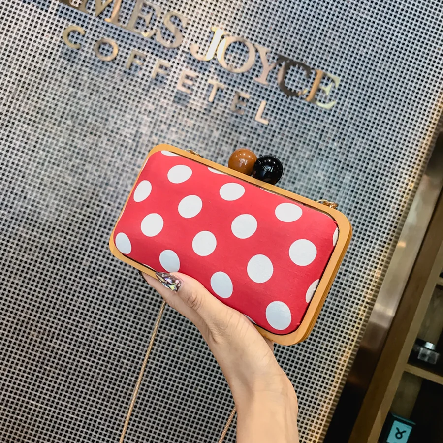 Винтаж в горошек дизайн сумка мессенджер Для женщин с разноцветным деревянным