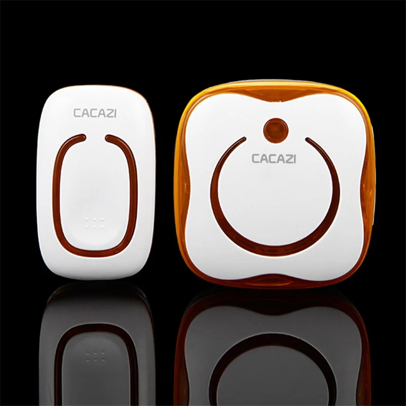 Orange CACAZI 280 м Рабочий диапазон IP44 водонепроницаемый беспроводной дверной звонок 36 мелодий 4 громкости дверной Звонок Мигающий светильник для пожилых и глухих - Цвет: Orange