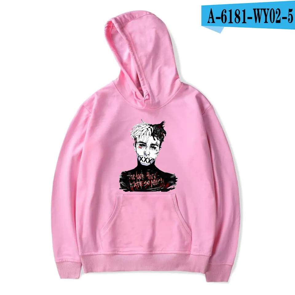 PINK Новое поступление XXXTentacion толстовки для мужчин и женщин Повседневный пуловер уличная Толстовка Sudadera Hombre Harajuku мужская толстовка с капюшоном женские топы - Цвет: PINK