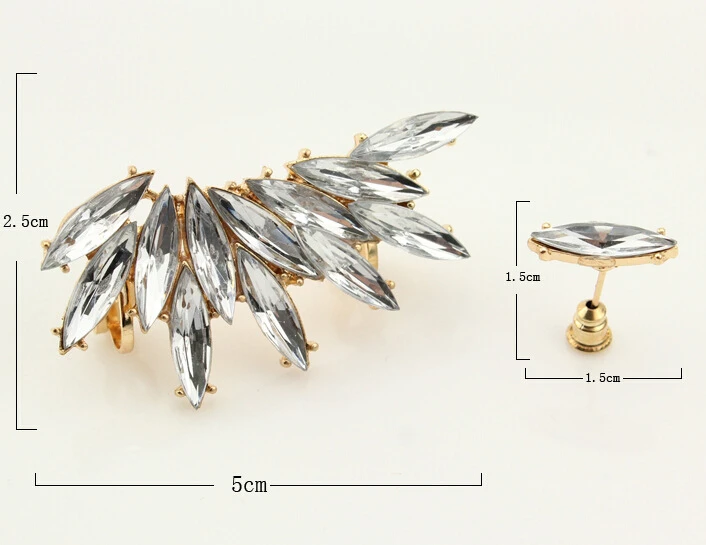 Горячий кристалл горный хрусталь стержня простой мода позолоченные уха клип