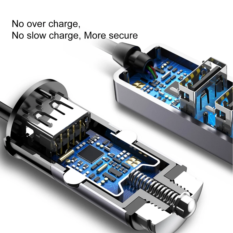 Baseus четыре USB выхода дизайн телефон автомобильное зарядное устройство s Передний один USB задний-три USB Автомобильное зарядное устройство для iPhone iPad samsung Xiaomi
