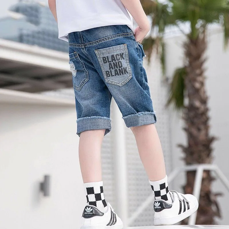 Г. Брендовые новые модные джинсовые шорты для мальчиков летние джинсы для маленьких мальчиков хлопковые повседневные рваные детские короткие штаны, детские брюки