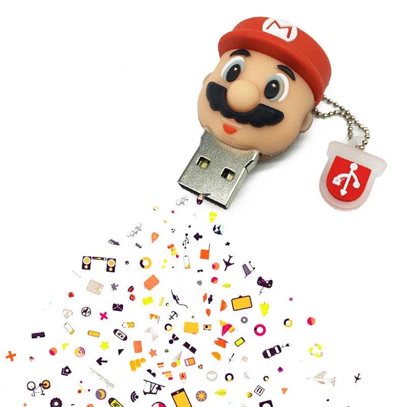 Usb 2,0 usb falsh drive 128 ГБ usb-диск 4 ГБ 8 ГБ 16 ГБ 64 ГБ флеш-накопитель Super Mario 32 Гб Флешка милый мультфильм