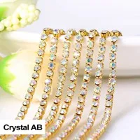 Стразы цепи кристально чистый SS6/SS8/SS10/SS12 Золотой Коготь 3 ярдов/партия fou одежды