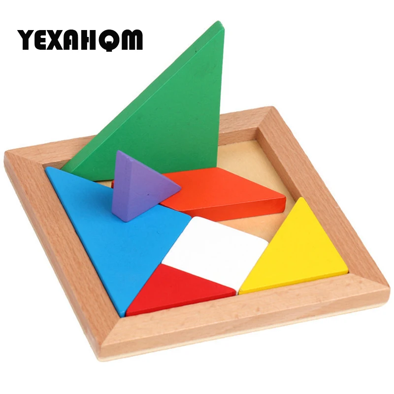 YEXAHQM деревянные головоломки Tangram обучения Образование Логические игрушки для