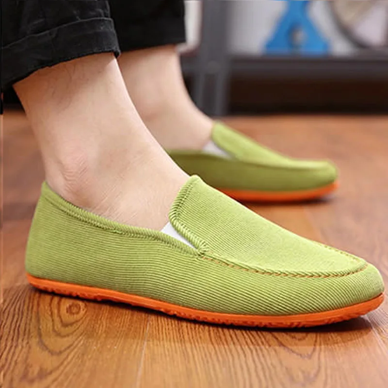 Light Green Парусиновая обувь для мужчин; дышащая легкая мужская повседневная обувь; лоферы; большие размеры 38-45; много цветов; обувь для ленивых; мягкая обувь - Цвет: Light Green