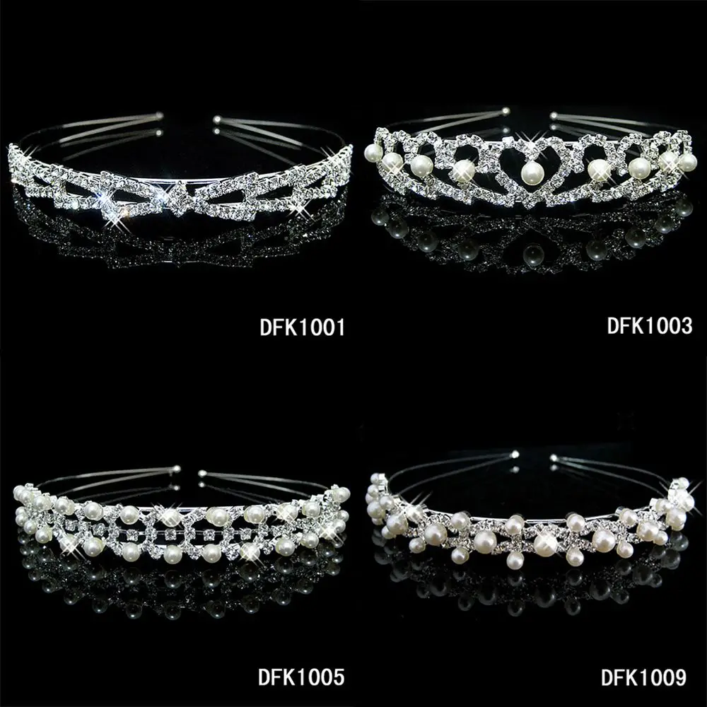 1 Pc Shiny Crystal Rhinestone Pearl Headband Wedding Bridal Silver Hairwear Party Girls Tiara Flower Hair bands Accessories | Украшения и
