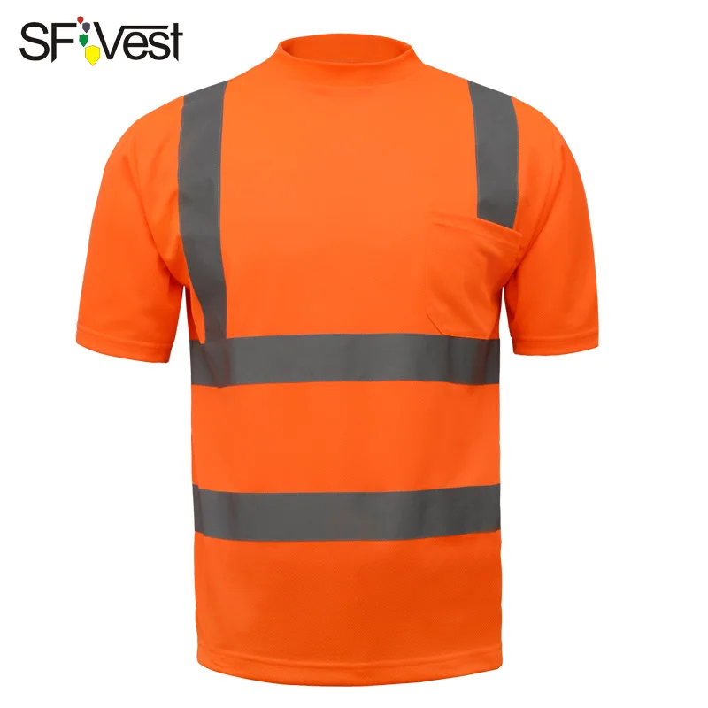 Футболка Hi Viz SAFETY оранжевая Светоотражающая футболка с коротким рукавом летняя
