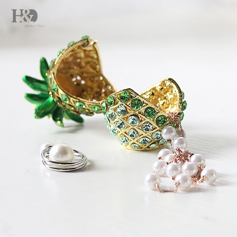 H &amp D 2 6 &quotBejeweled ананас безделушка коробка ручная роспись Коллекционная