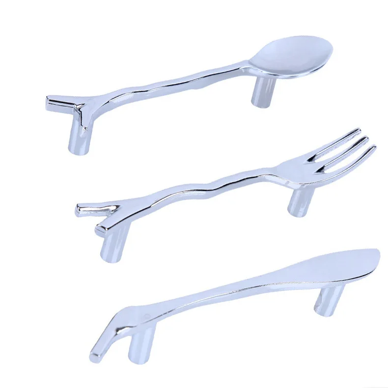 

C:C: 76mm Creative Kitchen Cabinet Handles Cupboard Door Pull Closet Dresser Handles Drawer Knobs Pulls Knife Fork Spoon Types