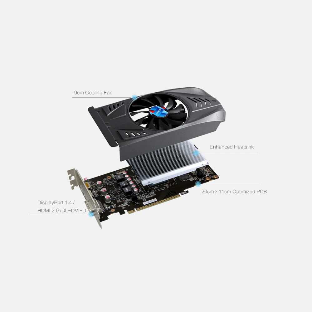 Yeston Geforce Gtx 1050 Ti-4Gb Gddr5 изображение карты Nvidia Pci Express X16 3,0 настольный компьютер ПК видеоигр изображение карты