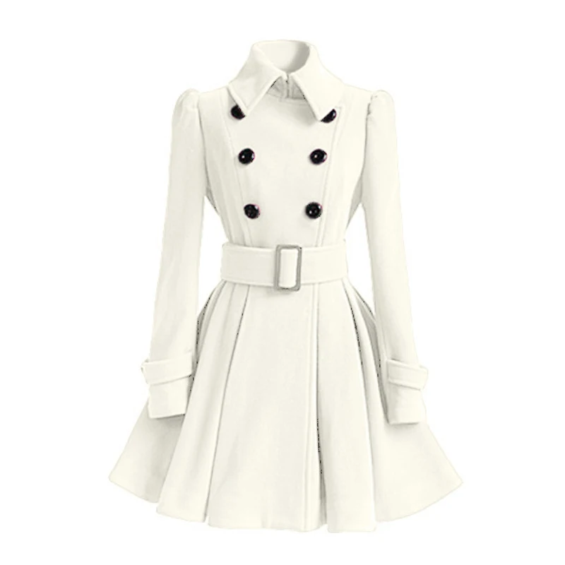 

Fashion Woman Classic Double Breasted Trench Coat Casual Turn-down Collar Button Ruffles Lace Up Six Color Long Tops Outerwear